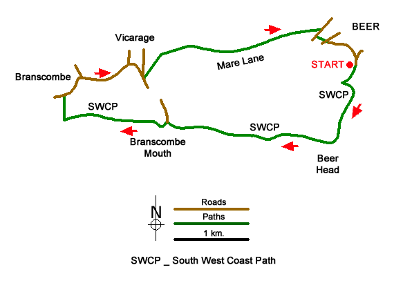 Route Map - Beer & Branscombe Circular Walk