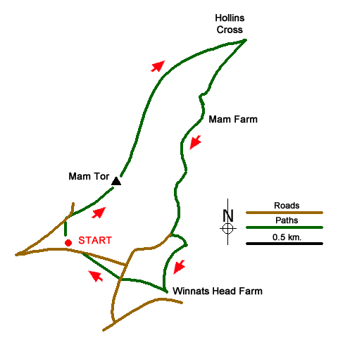 Route Map - Mam Tor & Hollins Cross from Mam Nick
 Walk