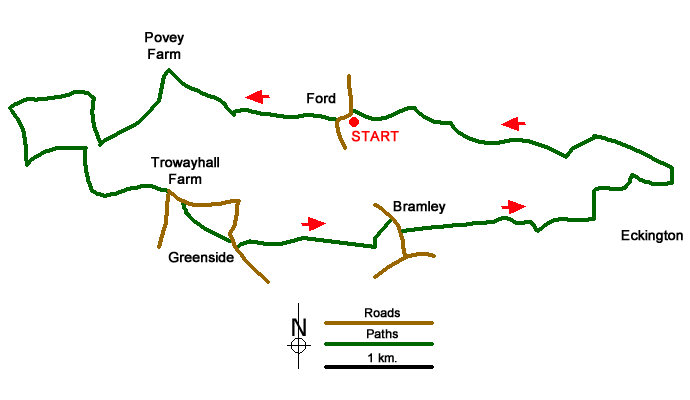 Route Map - The Moss Valley from Ford Walk
