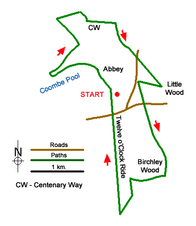 Route Map - Coombe Abbey and Country Park Walk