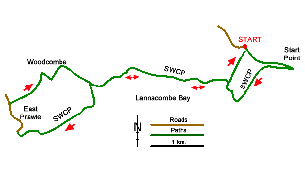 Route Map - Start Point & East Prawle Walk