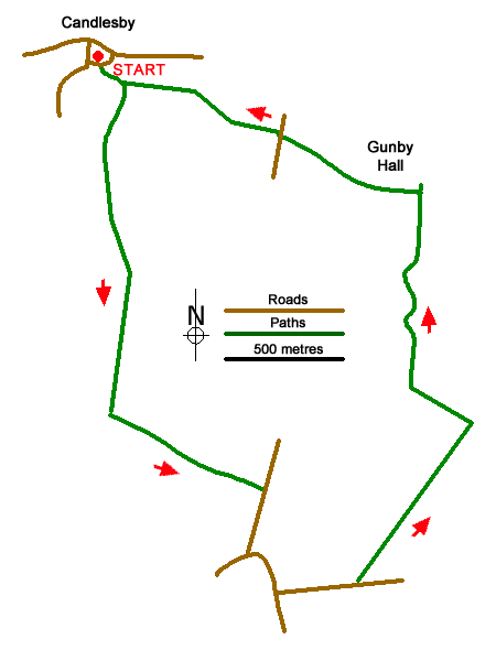 Route Map - Gunby Hall & Park Walk