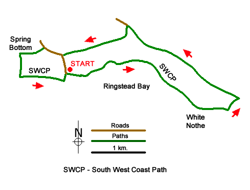 Route Map - White Nothe from Ringstead Bay Walk