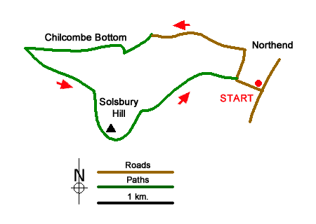 Route Map - Solsbury Hill from Northend Walk