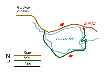Route Map - Loch Morlich circular (near Aviemore) Walk