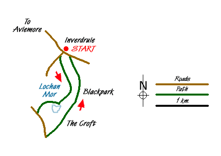 Route Map - Lochan Mor & Rothiemurchus Forest from Inverdruie Walk
