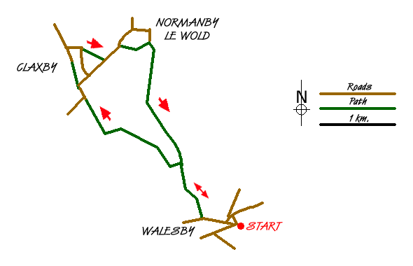 Route Map - Claxby and Normanby le Wold from Walesby Walk