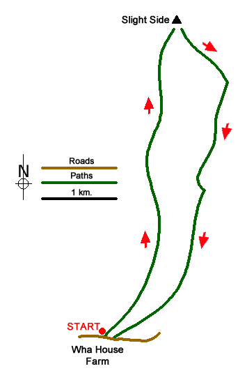 Route Map - Slight Side from Whahouse Bridge
 Walk