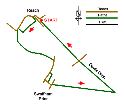 Route Map - The Devil's Dyke from Reach Walk