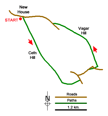 Route Map - Cefn Hill & Vagar Hill - Golden Valley Walk