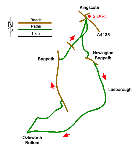 Route Map - Lasborough & Ozleworth Bottom Walk