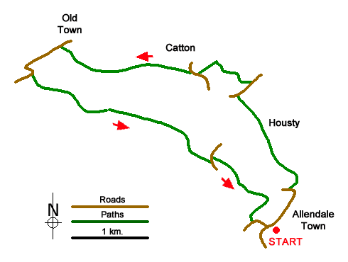Route Map - Allendale Town Circular Walk
