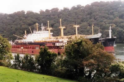 Ships laid up on the River Fal near King Harry's Ferry