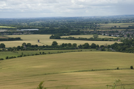 View over Buckinghamshire to windmill at Brook End