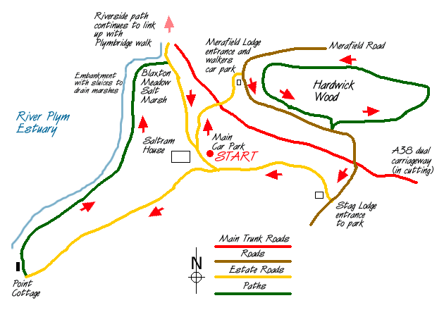 Route Map - Saltram Park & Hardwick Wood, Plymouth Walk