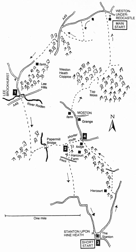 Route Map - Weston, Lee Brockhurst and Stanton Walk