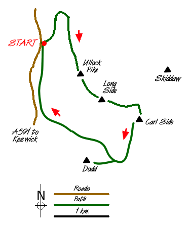 Route Map - Ullock Pike  & Carlside Walk