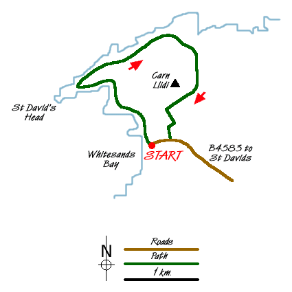 Route Map - St. David's Head & Carn Llidi Walk