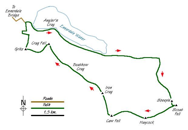 Route Map - Ennerdale Skyline incl. Steeple & other fells Walk