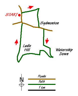 Route Map - Watership Down and Ladle Hill from the Sydmonton Estate Walk
