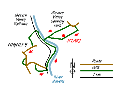 Route Map - Highley from the Severn Valley Country Park Walk