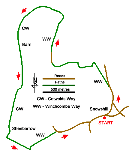Route Map - Snowshill Circular Walk