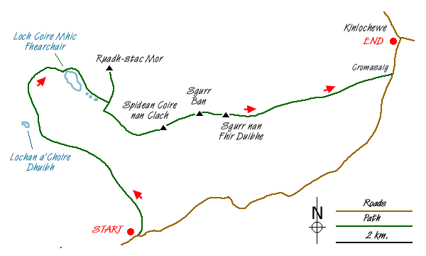 Route Map - Beinn Eighe - West to East traverse, Torridon Walk