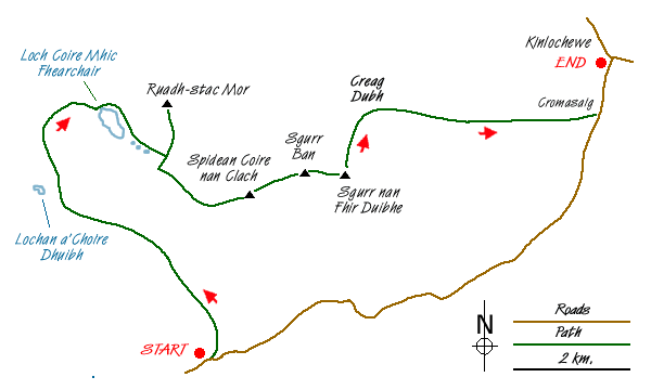 Route Map - Beinn Eighe traverse including Black Carls, Torridon Walk