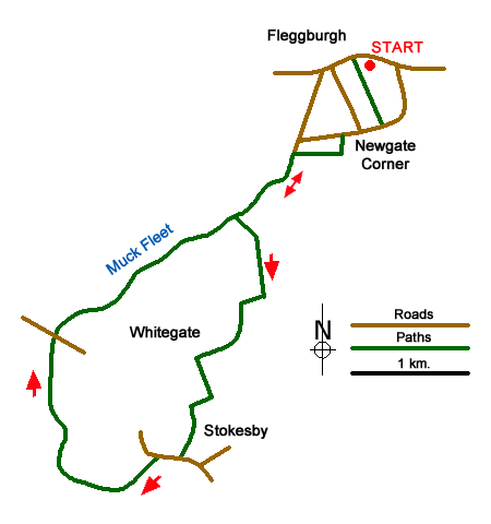 Route Map - Stokesby & Muck Fleet from Fleggburgh
 Walk