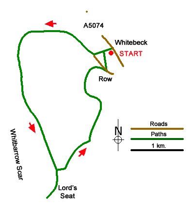 Route Map - Whitbarrow & Lord's Seat Walk