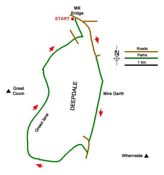 Route Map - Deepdale Circular (near Dent) Walk