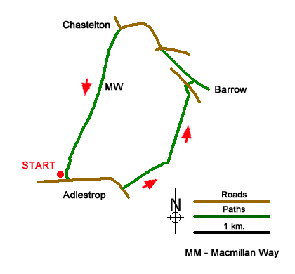 Route Map - Adlestrop & Chastleton Walk