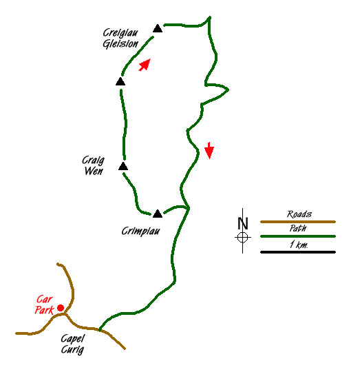 Route Map - Eastern Carneddau Walk
