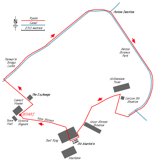 Route Map - Aston Junction & Millennium Point, Birmingham Walk