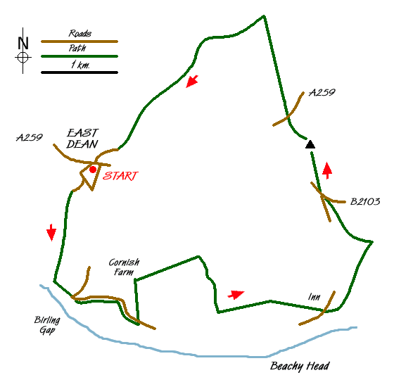 Route Map - East Dean Circular Walk