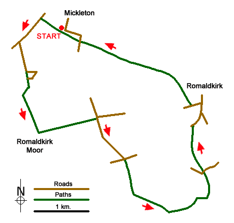 Route Map - Romaldkirk Moor
 Walk