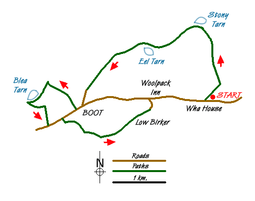Route Map - Tarns of Eskdale Walk