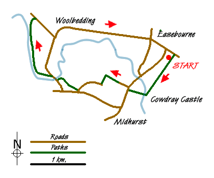 Route Map - Midhurst and Woolbeding Walk