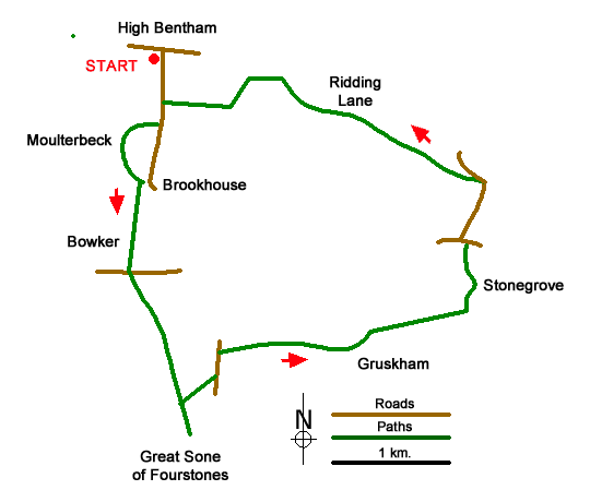 Route Map - Great Stone of Fourstones Walk