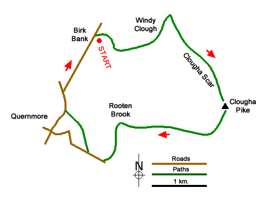 Route Map - Clougha Pike from Quernmore Walk