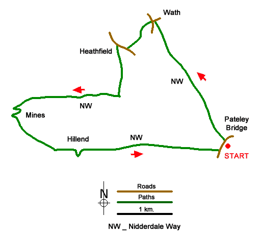 Route Map - Pateley Bridge & Nidderdale Way Walk