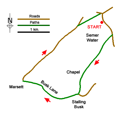 Route Map - Semer Water, Stalling Busk & Marsett Walk