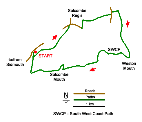 Route Map - Salcombe Regis & Weston Mouth Walk