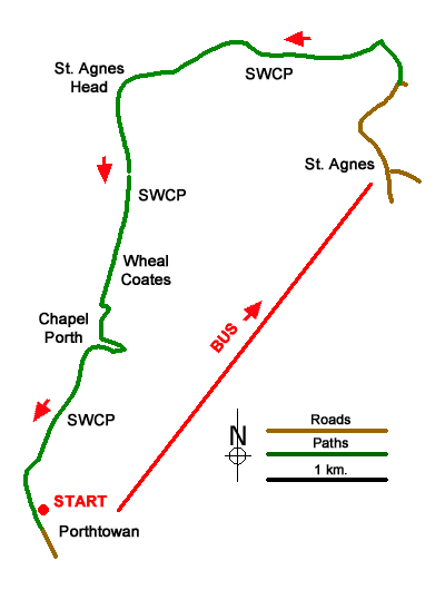 Route Map - St. Agnes to Porthtowan Walk