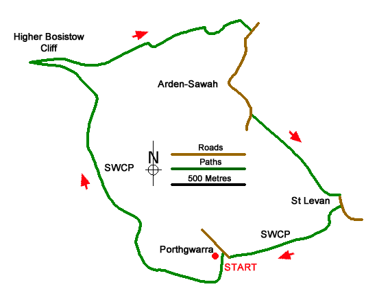 Route Map - Porthgwarra & St Levan Circular Walk