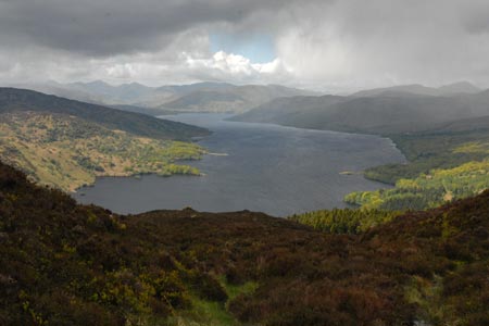 Storm clouds brewing over Loch Katrine from Ben A'an