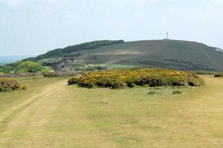 The Tennyson Mounment is located high on Tennyson Down