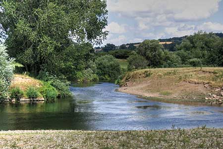 The Lugg meets the Wye at Mordiford