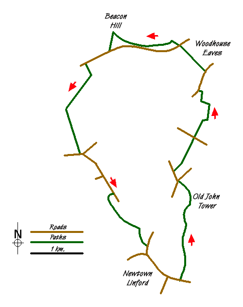 Route Map - Old John & Beacon Hill Walk