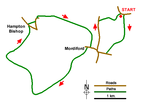 Route Map - Mordiford & Hampton Bishop Circular Walk